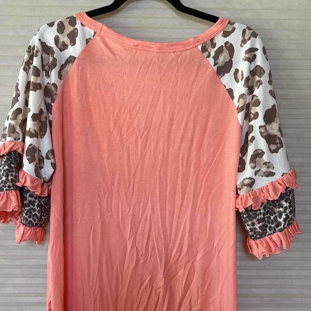 Peach Leopard Print Boho Bohemian Layered Sleeve … - image 8